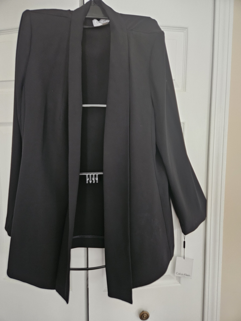 Calvin Klein Black Open-Front Draped Blazer